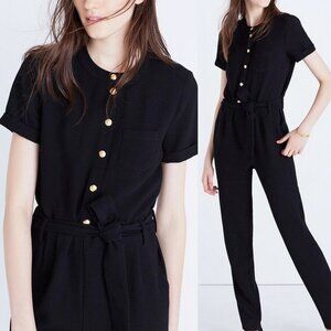 Madewell x Sezane Short Sleeve Tie Waist Crepe Jumpsuit